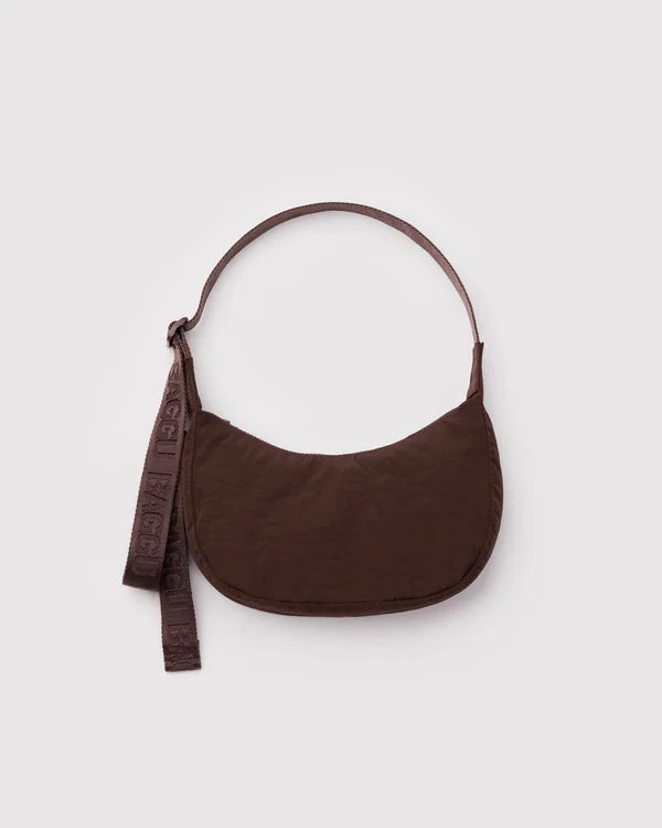 Small Nylon Crescent Bag - Coffee - Material: heavyweight-nylon