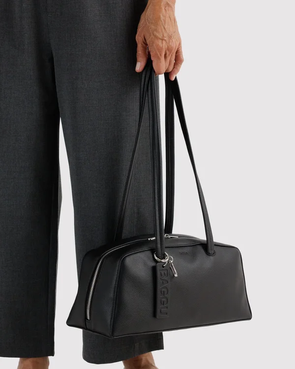 Recycled Leather Bowler Bag - Black - Size: OS