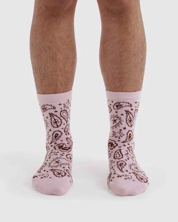 Crew Sock - Paisley Pink - Material: organic-cotton