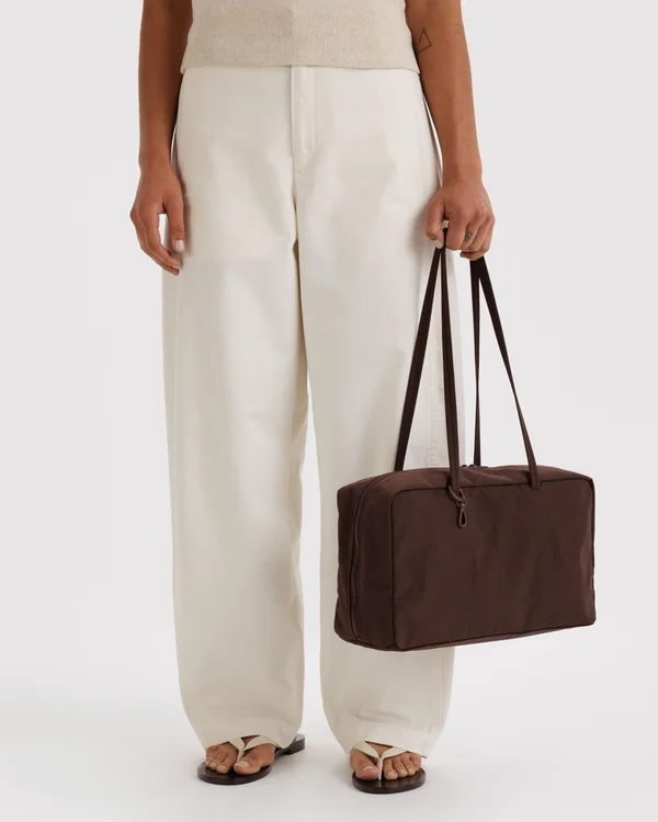 Medium Nylon Bowler Bag - Coffee - Size: OS