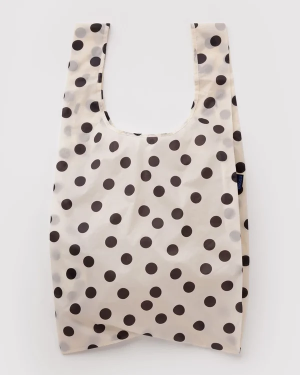 Big Baggu - Cream and Black Polka Dot - Material: ripstop-nylon