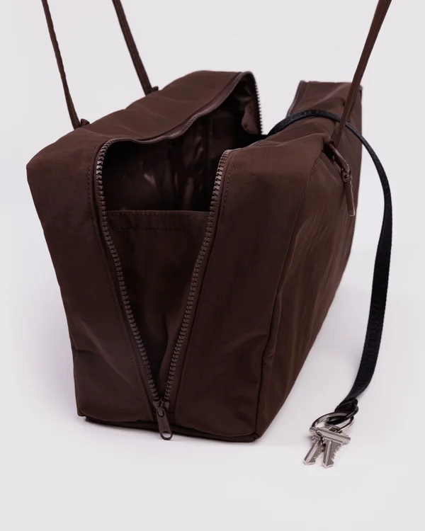 Medium Nylon Bowler Bag - Coffee - Size: OS