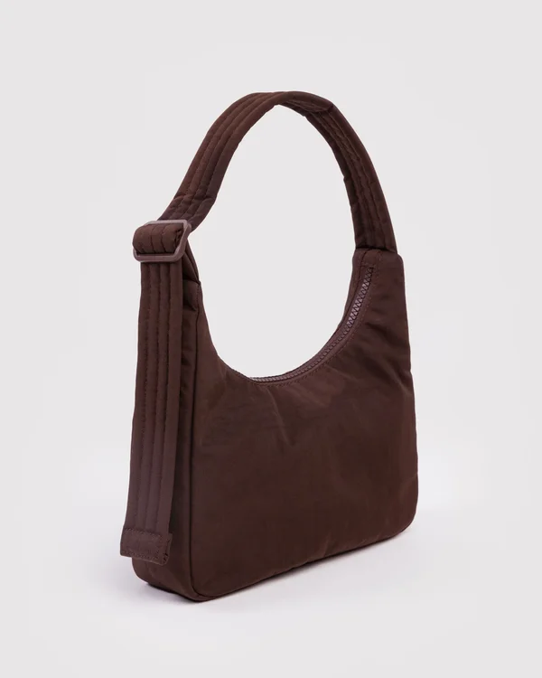 Mini Nylon Shoulder Bag - Coffee