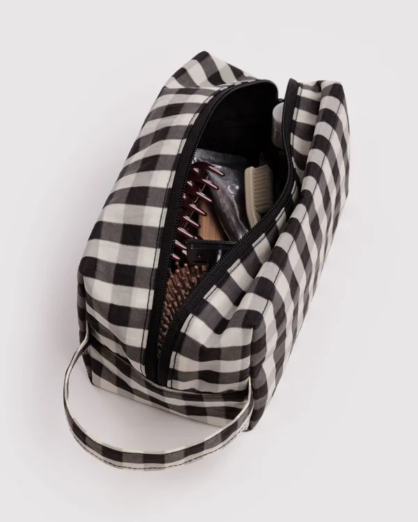 Dopp Kit - Black And Cream Gingham