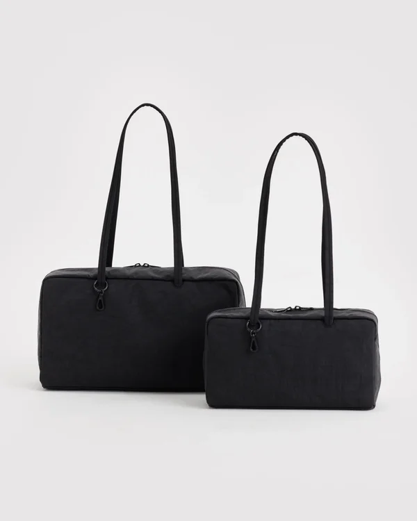 Medium Nylon Bowler Bag - Black