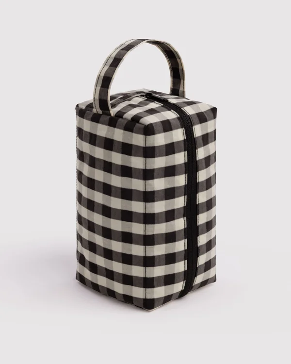 Dopp Kit - Black And Cream Gingham
