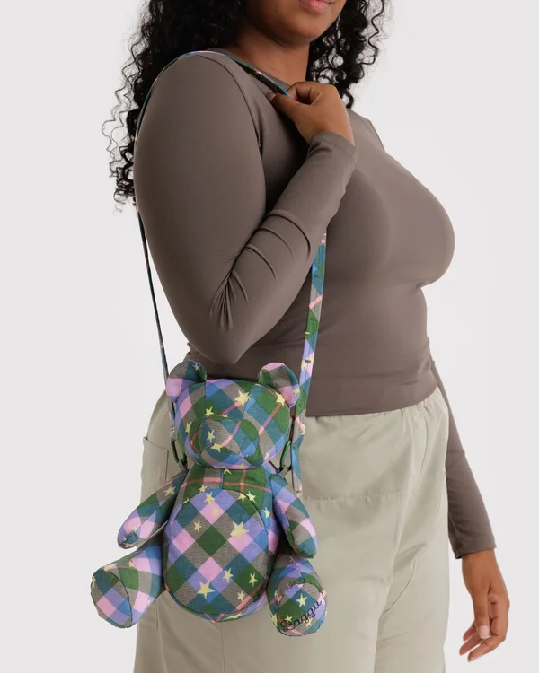 Bear Baggu - Green Star Plaid