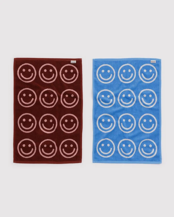 Hand Towel Set of 2 - Sky Blue and Blush Happy - Size: OS