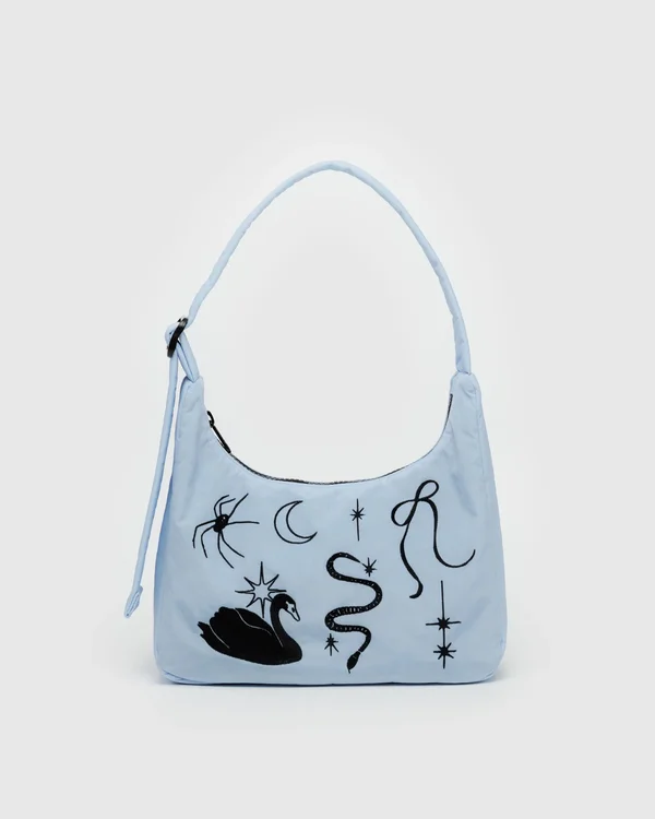 Mini Nylon Shoulder Bag - Sale - Embroidered Ballet Icons - Material: heavyweight-nylon