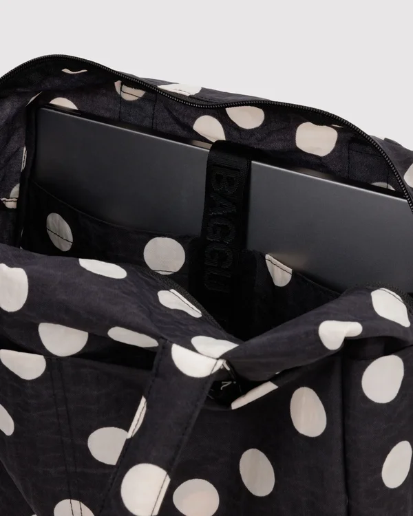 Everyday Cloud Bag - Black And Cream Polka Dot