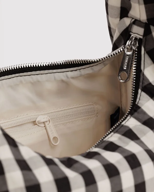 Small Nylon Meringue Bag - Black And Cream Gingham - Size: OS