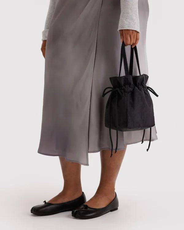 Nylon Drawstring Bag - Black - Material: heavyweight-nylon