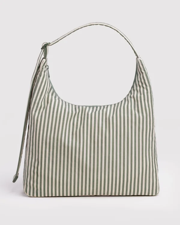 Nylon Shoulder Bag - Sage Stripe - Size: OS