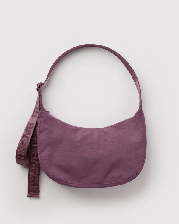 Medium Nylon Crescent Bag - Wild Plum - Material: heavyweight-nylon
