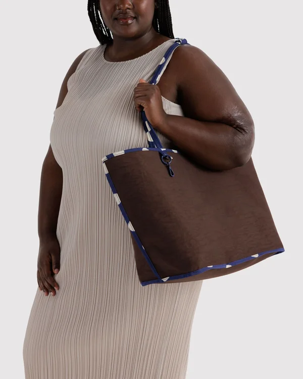 Large Nylon Reversible Tote - Navy Polka Dot Mix - Material: heavyweight-nylon