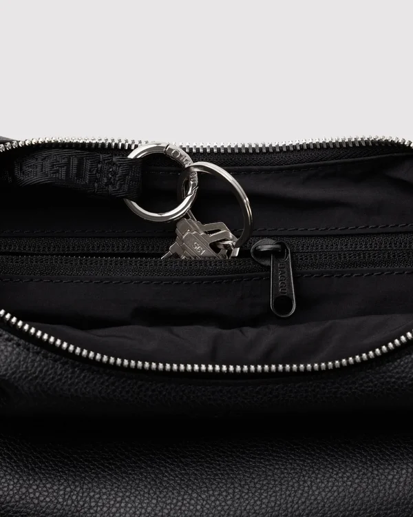 Small Recycled Leather Flat Crescent - Black - Size: OS